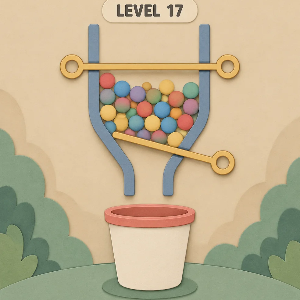 Physics puzzle game concept art in the paper craft look