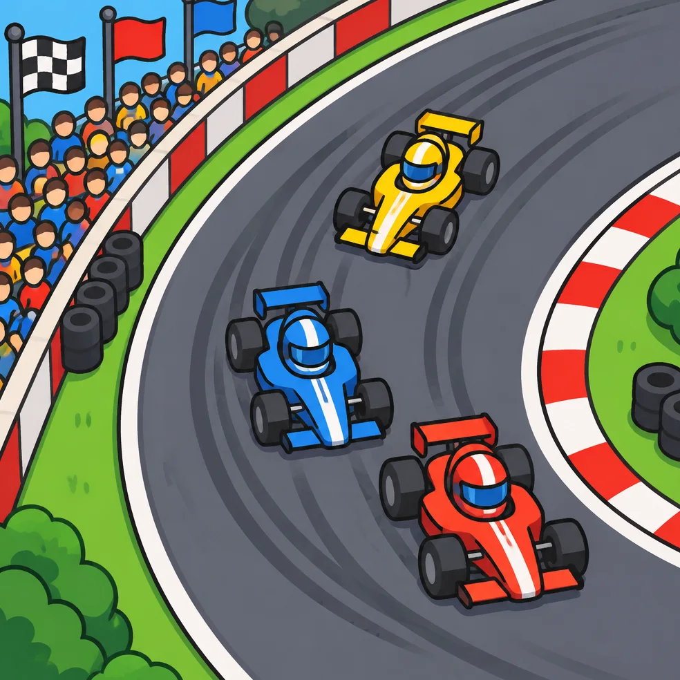 Racing game concept art in the bright and bold look