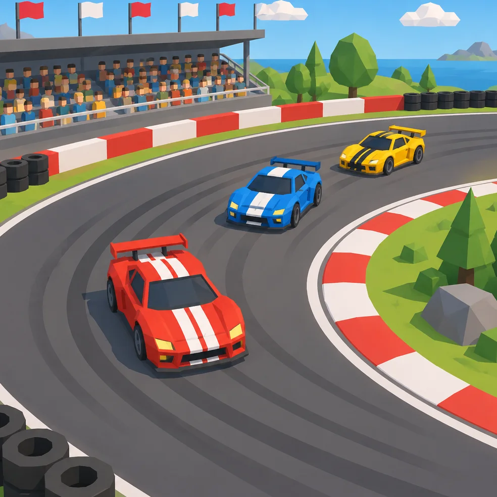 Racing game concept art in the low-poly daylight look