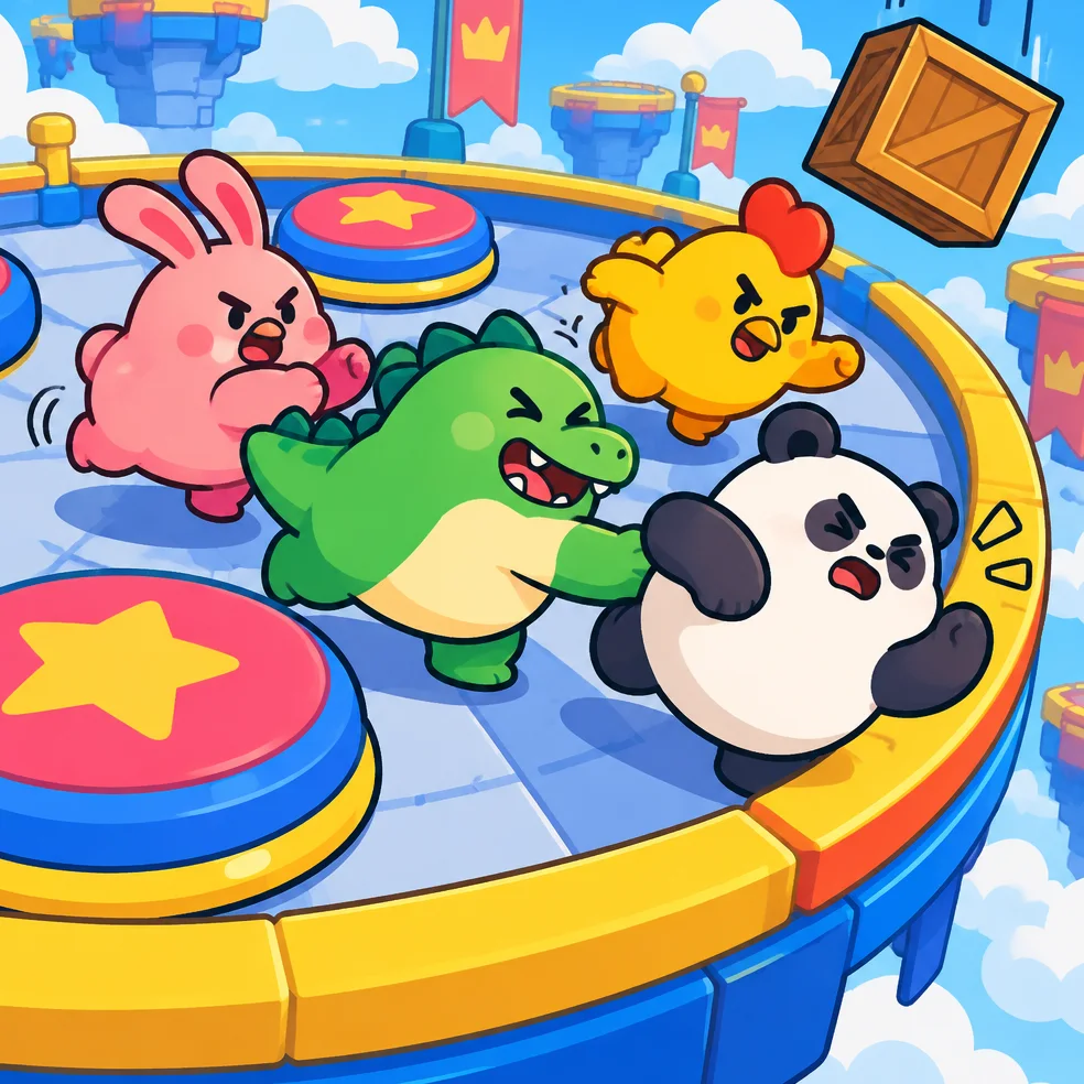 Party arena game concept art in the bright and bold look