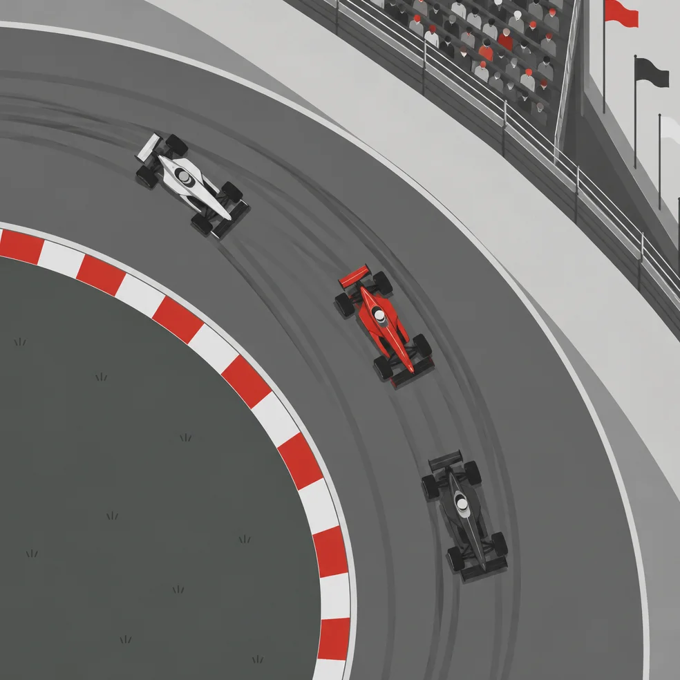 Racing game concept art in the modern mono look