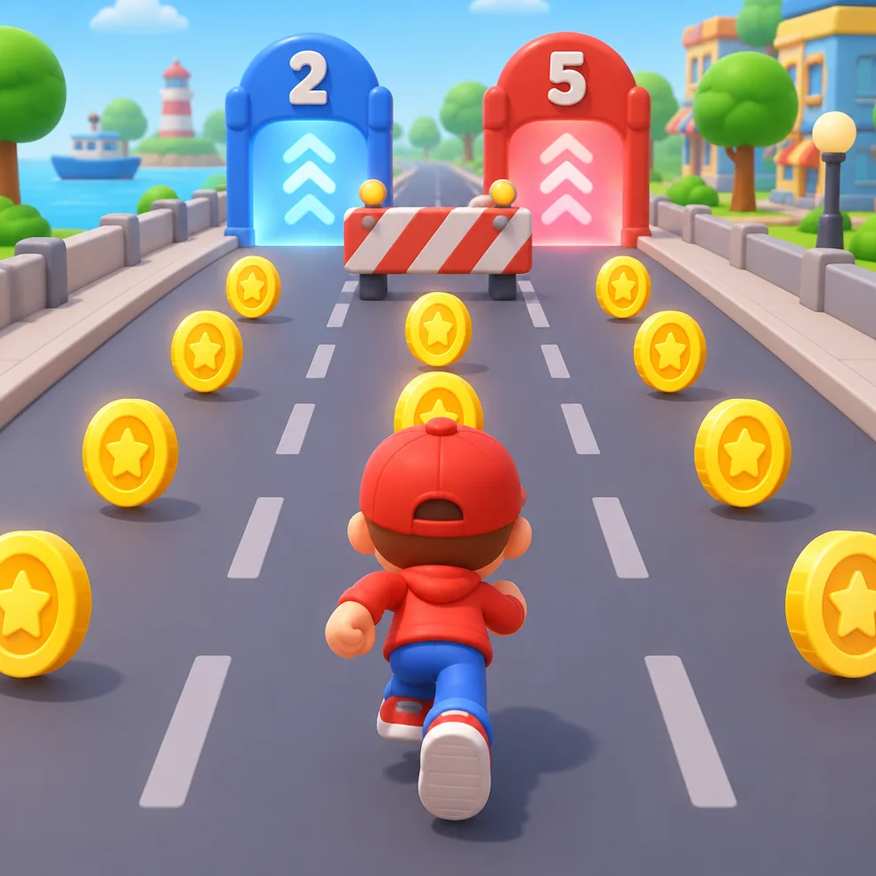 Runner game concept art in the toy box 3d look