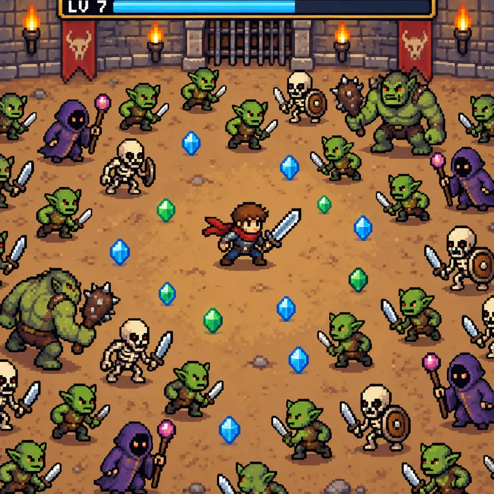 Survivors game concept art in the 16-bit pixel look