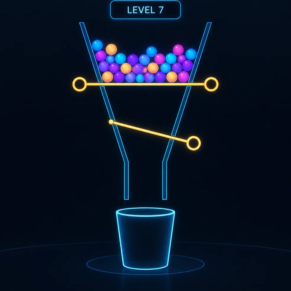 Physics puzzle game concept art in the clean neon look