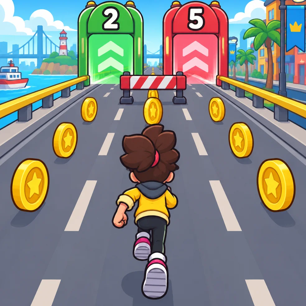 Runner game concept art in the bright and bold look
