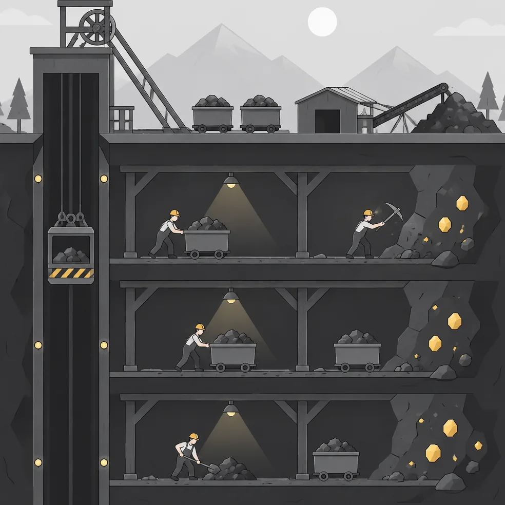 Idle and clicker game concept art in the modern mono look