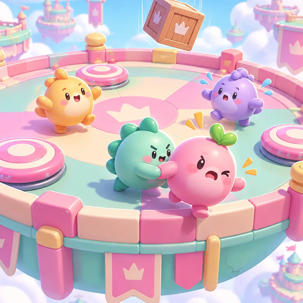 Party arena game concept art in the candy cute look