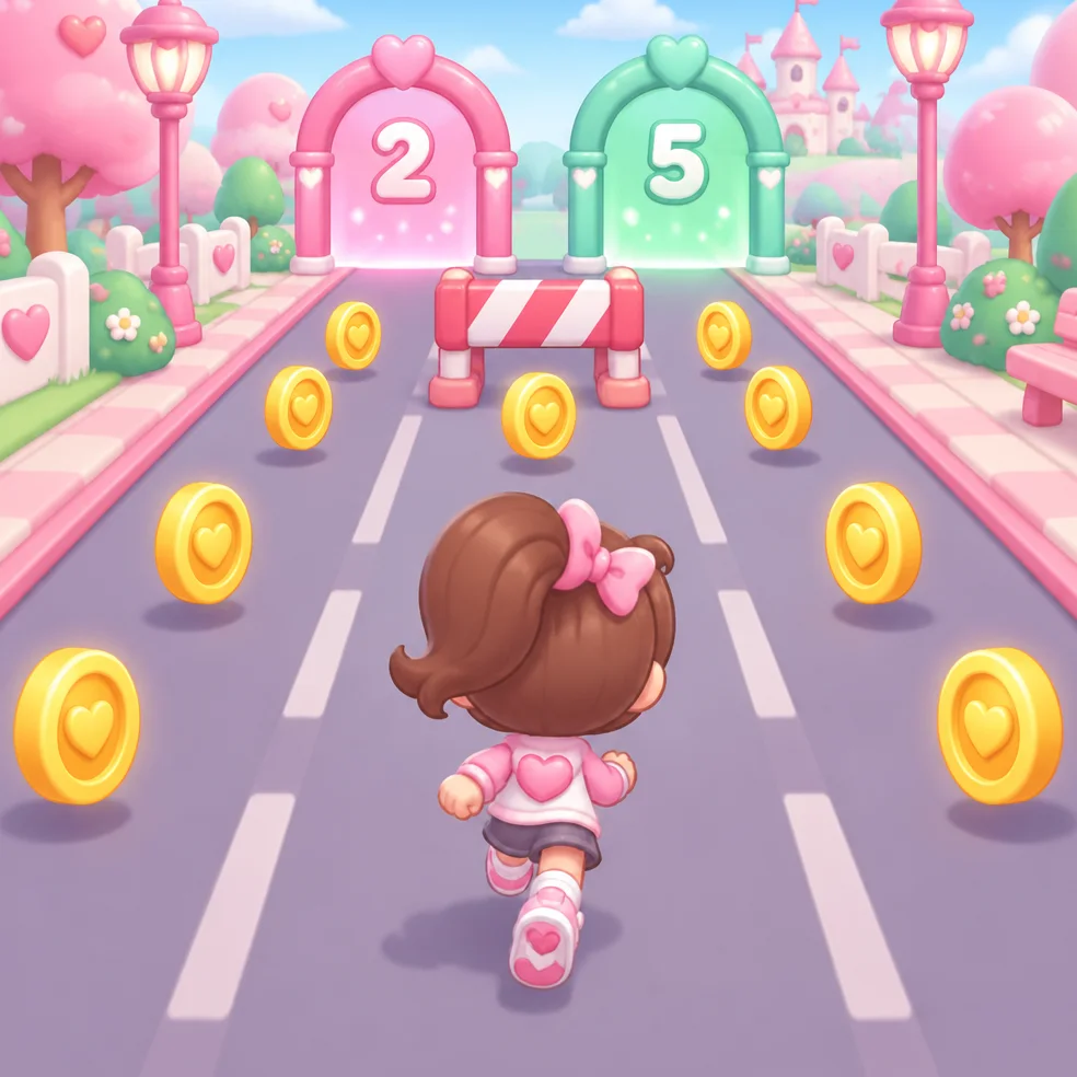 Runner game concept art in the candy cute look
