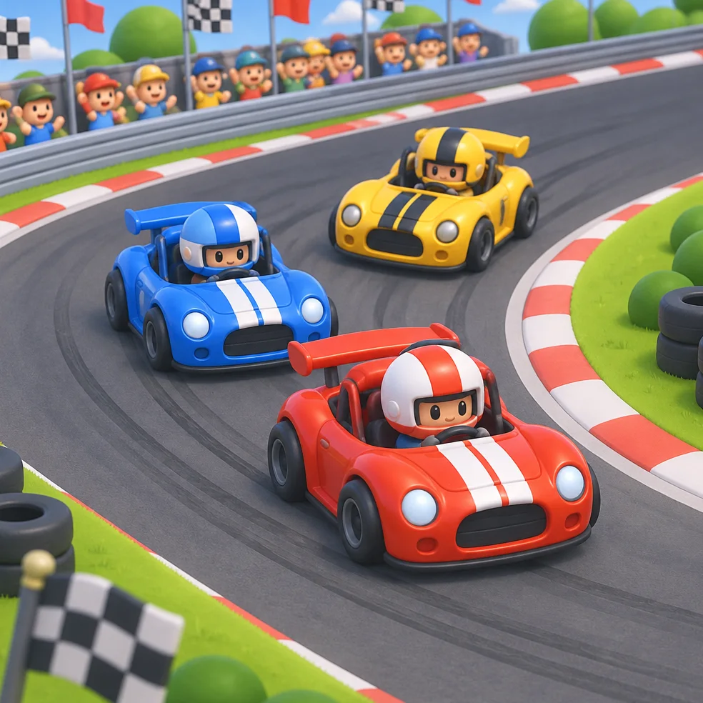 Racing game concept art in the toy box 3d look