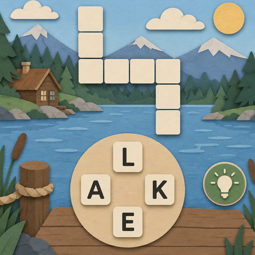 Word puzzle game concept art in the paper craft look