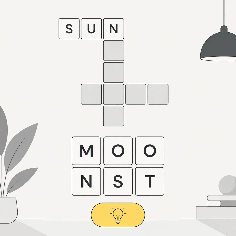 Word puzzle game concept art in the modern mono look